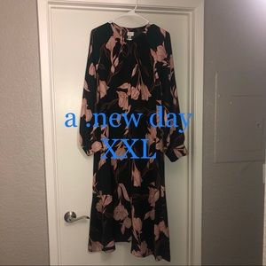 Green and pink floral dress